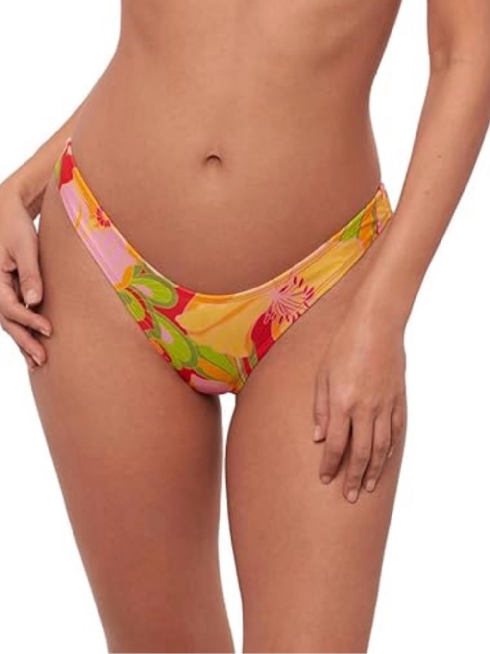 Sports Illustrated Swim Floral Low-Rise Bikini Bottom - Yellow, Pink, Green